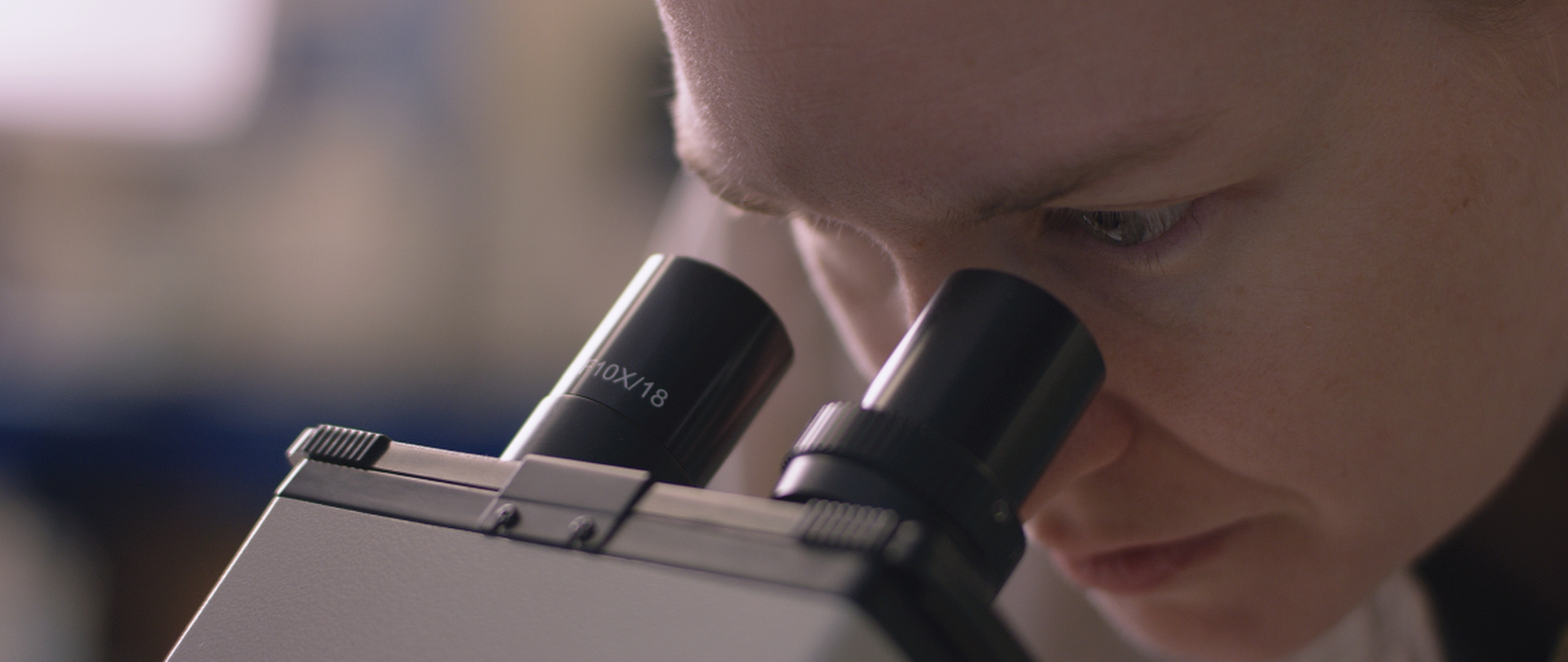 A woman looks into a microscope at LifeLink headquarters in Tampa, Florida.