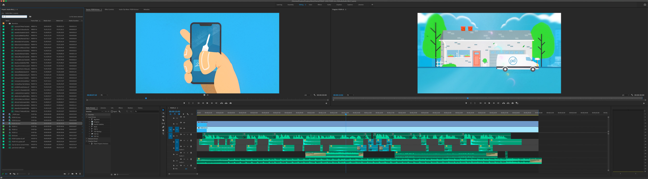 A screen grab of the edit for Painters on Demand in Adobe Premiere