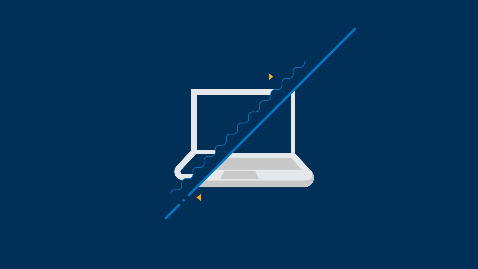 Styleframe depicting a look for a 2D laptop in a cutaway style